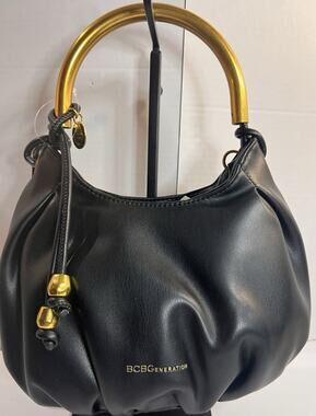 BCBGeneration Black Hobo Bag Gold Handle Convertible Crossbody NWT
